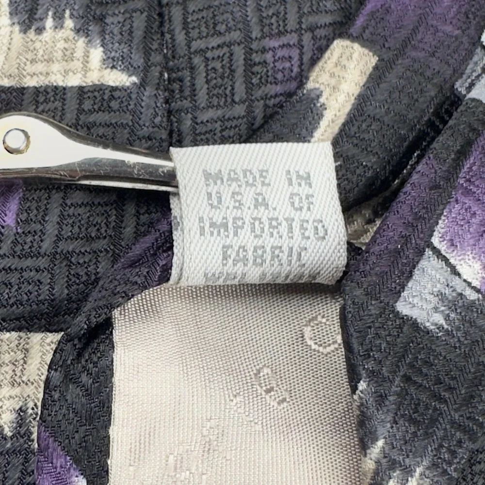 Pierre Cardin Mens Silk Tie Purple‎ Grey Abstract Geometric Made in USA